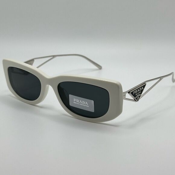 BRAND NEW PRADA PR14YS 1425S0 Talc/Dark Grey Women Sunglasses - Picture 4 of 13